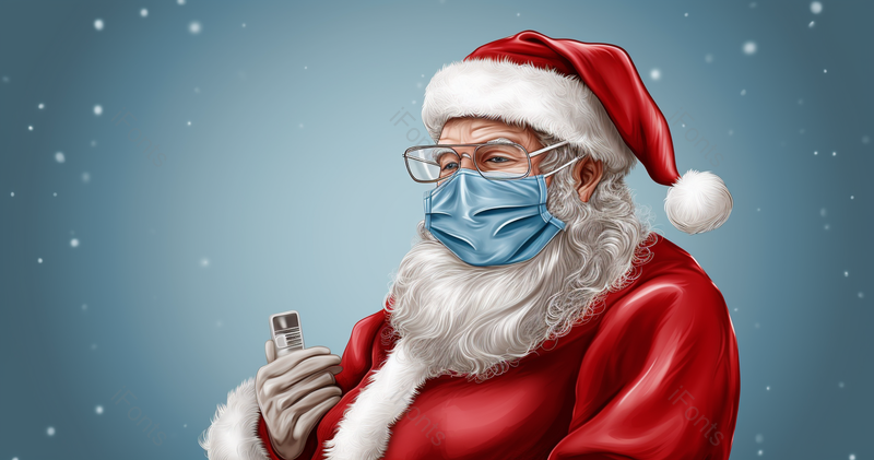 圣诞老人戴口罩背景2019年新冠病毒,高清,摄影图,摄影图片,图片大全,摄影图免费下载